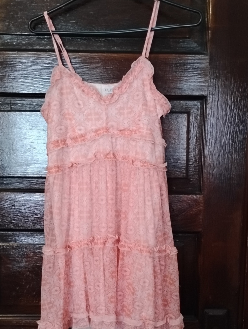 Arizona Jean Co White and Coral Lace Accent Top